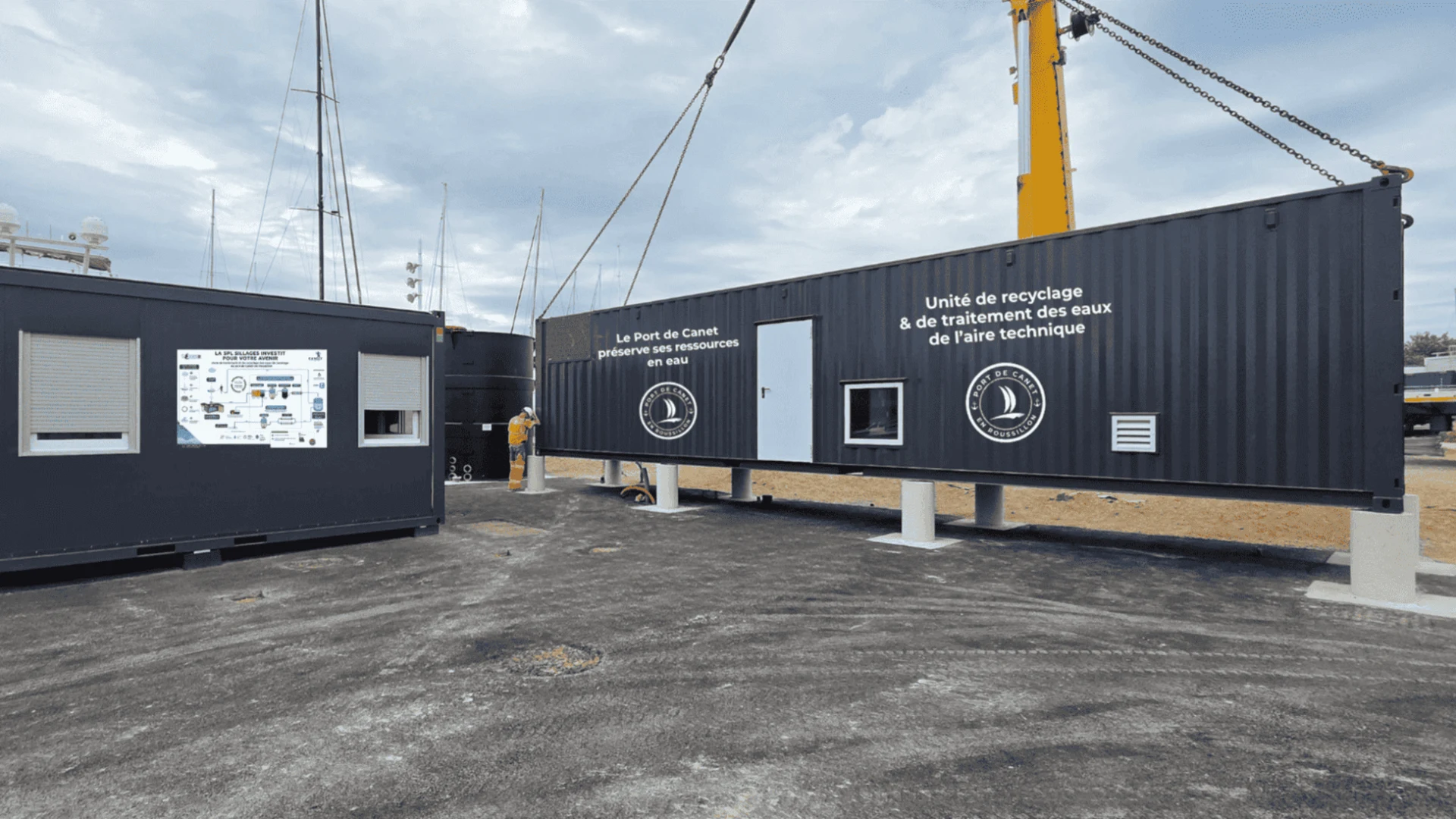 Canet-en-Rousssillon : Unité de récyclage et de traitement des eaux de l'aire technique du port